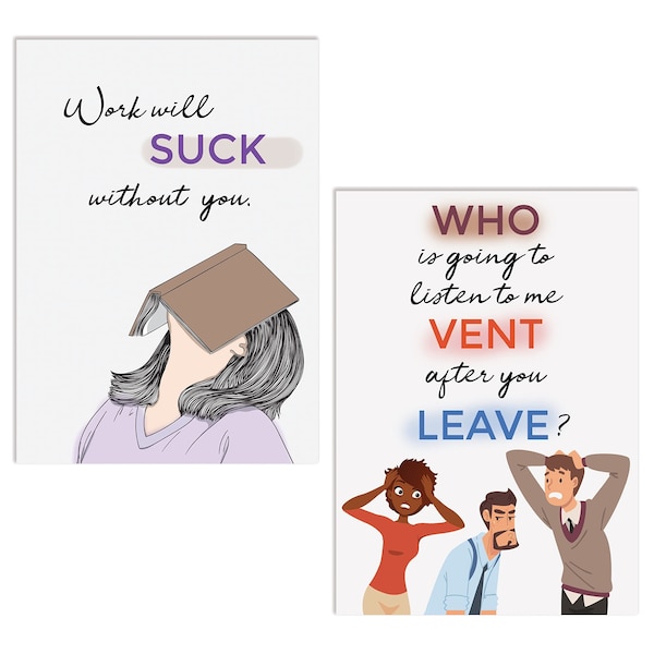 Better Office Products Fun Farewell/Goodbye to Coworker Cards W/Envs, 5in. x 7in. 2 Funny Designs, 2PK 64629 - main